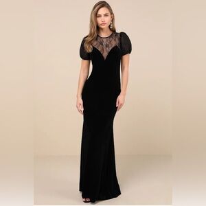 Lulu's Black Lace Maxi Dress